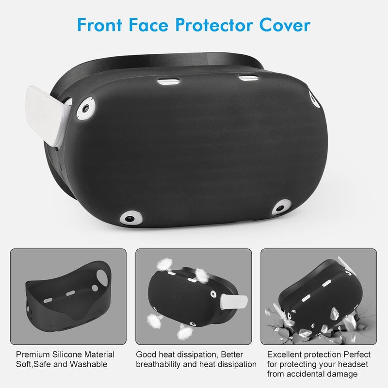 Relohas Accessories for Oculus Quest 2, VR Accessory Set for Meta Quest 2, Include Controller Grip Leather Cover, VR Shell Cover, Face Cover, Lens Coverr, Protect Your VR in All Aspects(Black) - Image 3